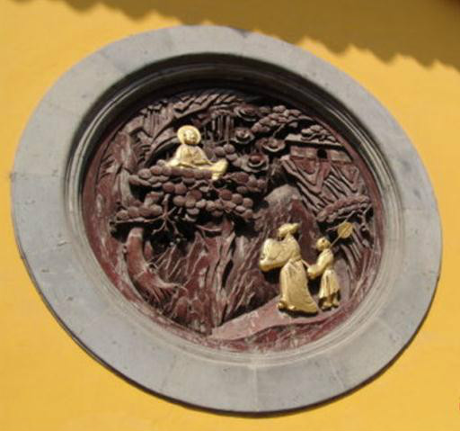 金山寺窗画:白居易与鸟窠禅师 金山寺窗画:白居易与鸟窠禅师