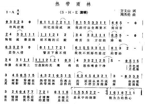 《热带雨林》曲谱 《热带雨林》曲谱