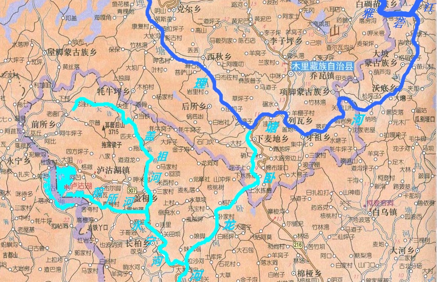 泸沽湖地理位置及水系关係 泸沽湖地理位置及水系关係
