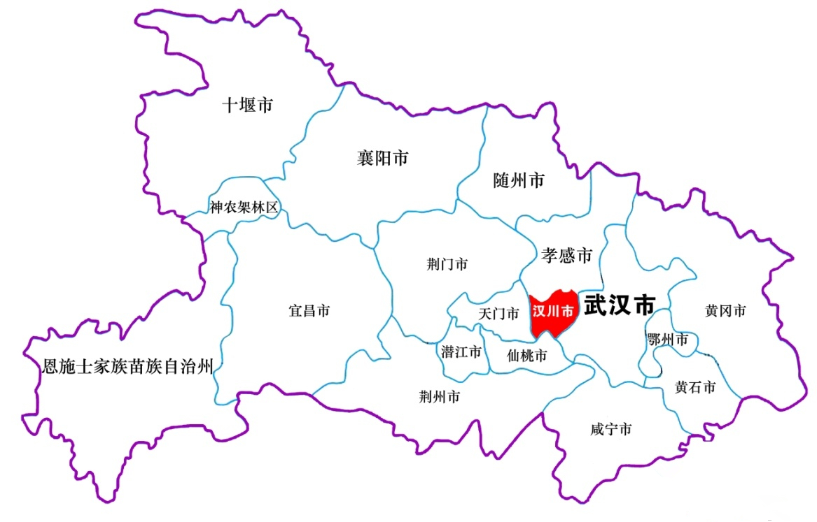 汉川市在湖北省位置(红色部分) 汉川市在湖北省位置(红色部分)