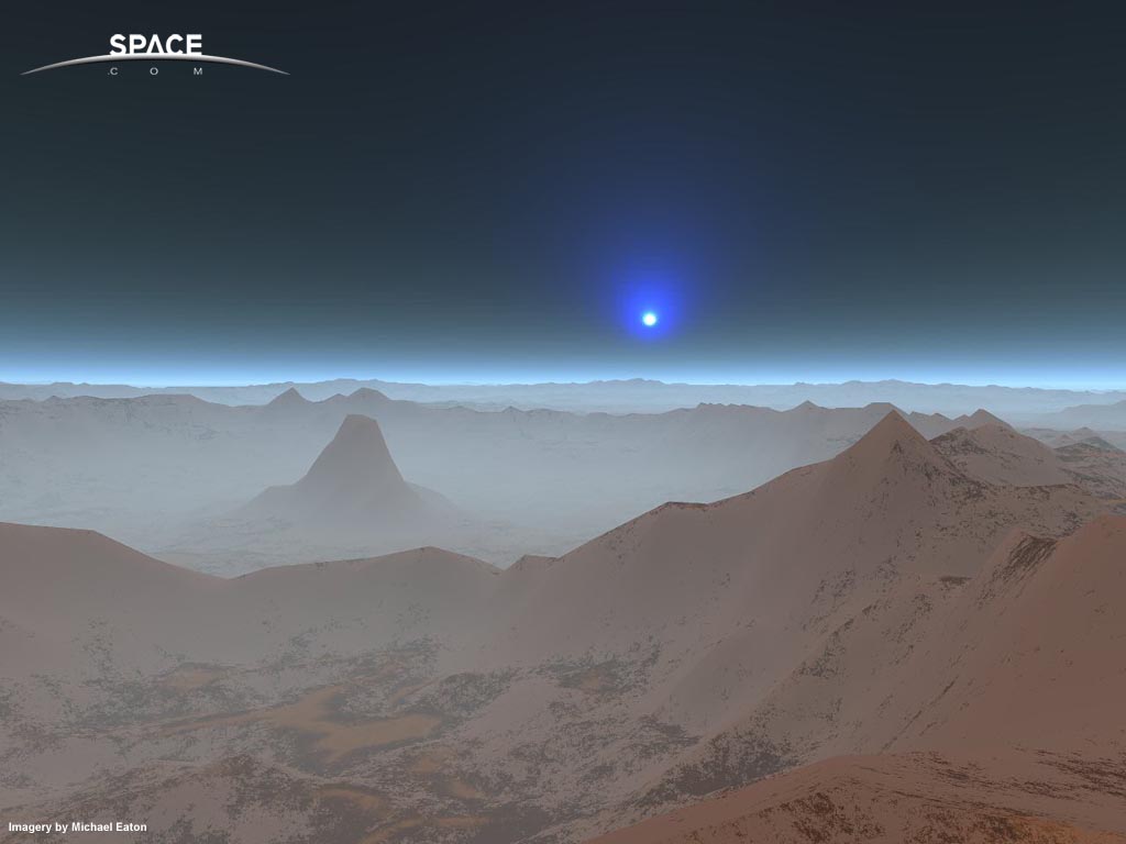 火星实景照(蓝太阳是大气沙尘散射所致) 火星实景照(蓝太阳是大气沙尘散射所致)