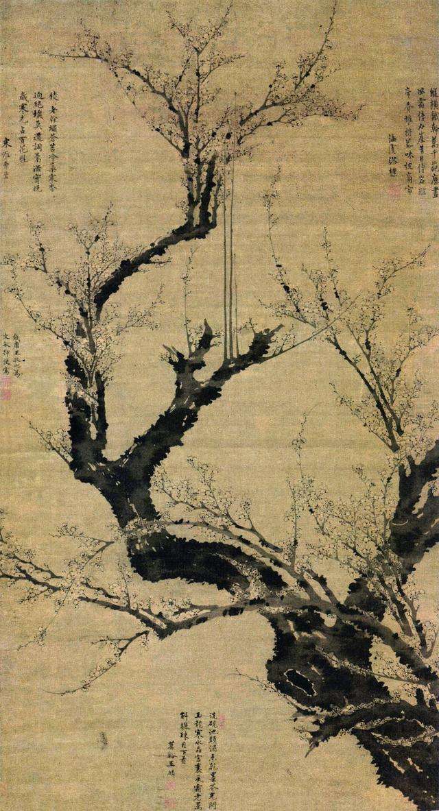 墨梅图(明代王谦创作绢本水墨画) 墨梅图(明代王谦创作绢本水墨画)