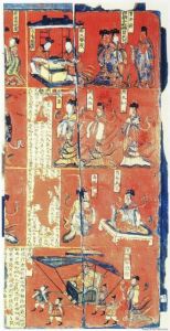 司马金龙墓出土的漆画屏风(局部) 司马金龙墓出土的漆画屏风(局部)