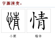 “情”字源字形 “情”字源字形