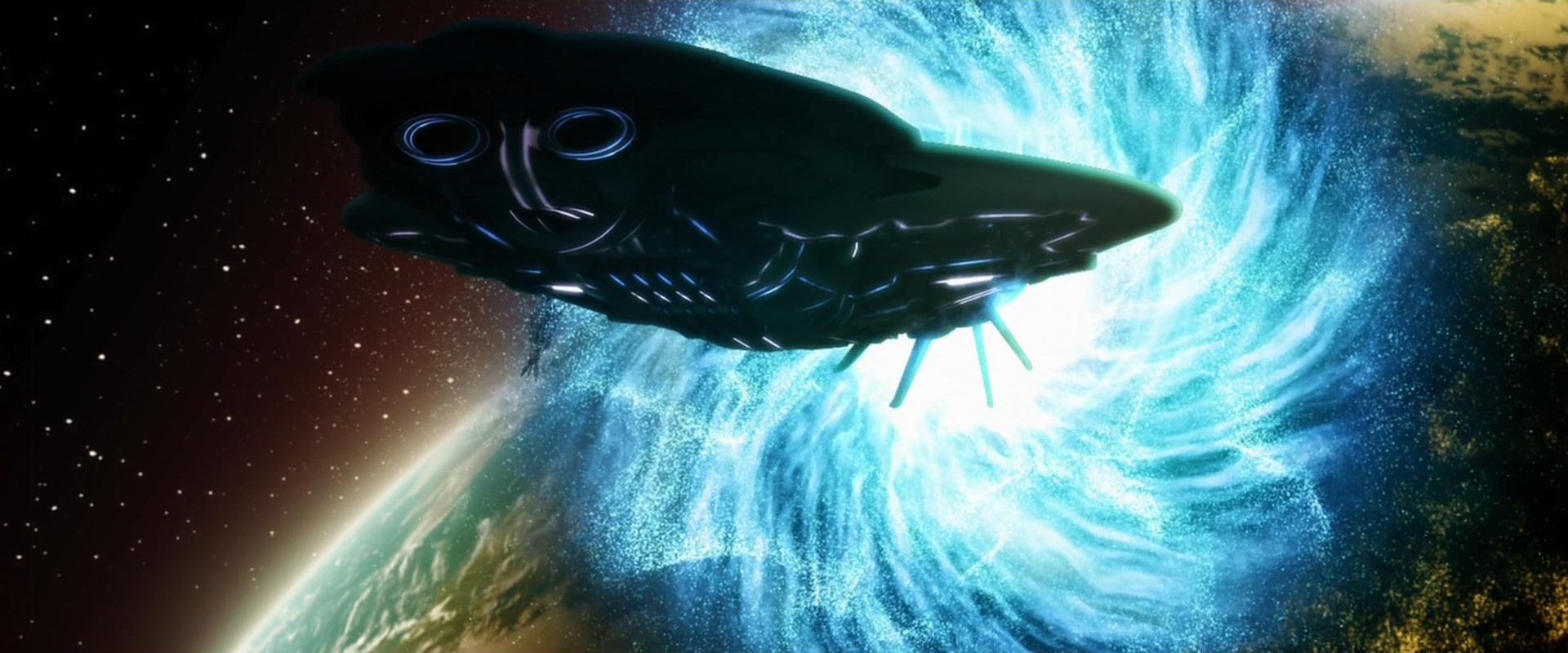 一艘星盟CCS巡洋舰在致远星附近进行跃迁 一艘星盟CCS巡洋舰在致远星附近进行跃迁