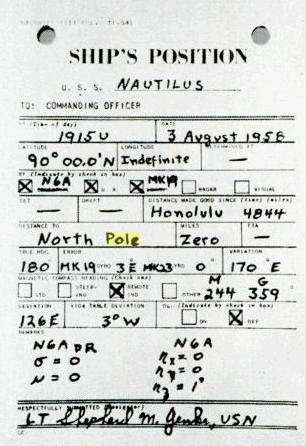 1958年8月3日,北极点 1958年8月3日,北极点
