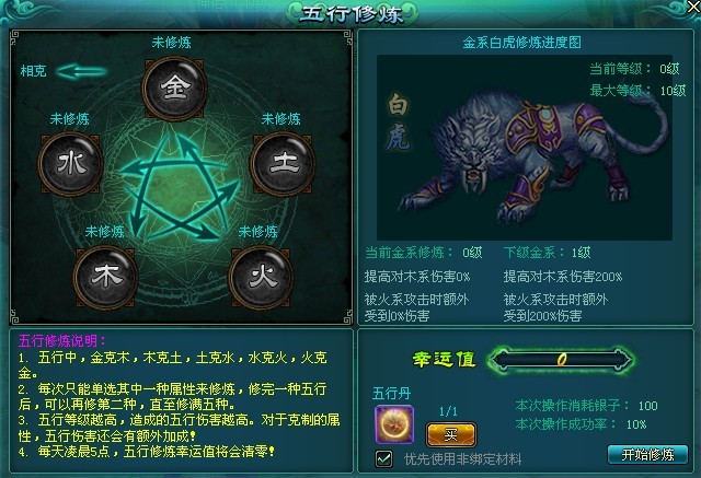 五行修炼界面 五行修炼界面