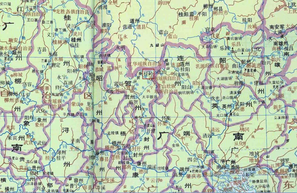 宋代广南东路贺州桂岭县位置图 宋代广南东路贺州桂岭县位置图