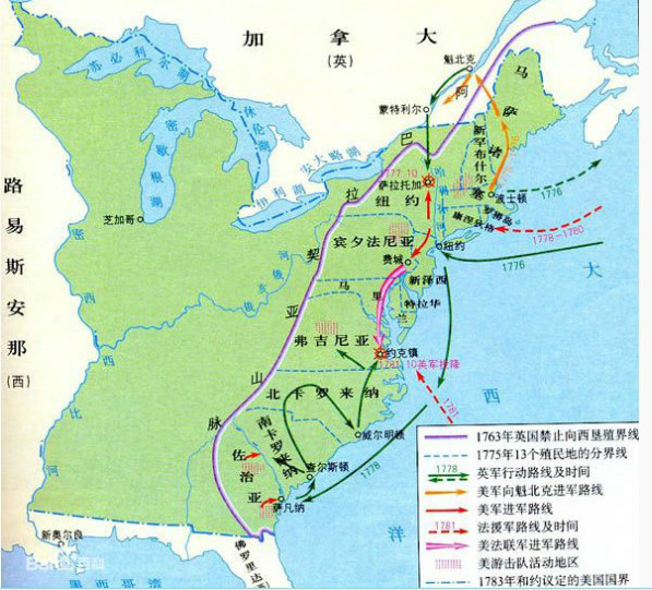 北美独立战争态势图 北美独立战争态势图