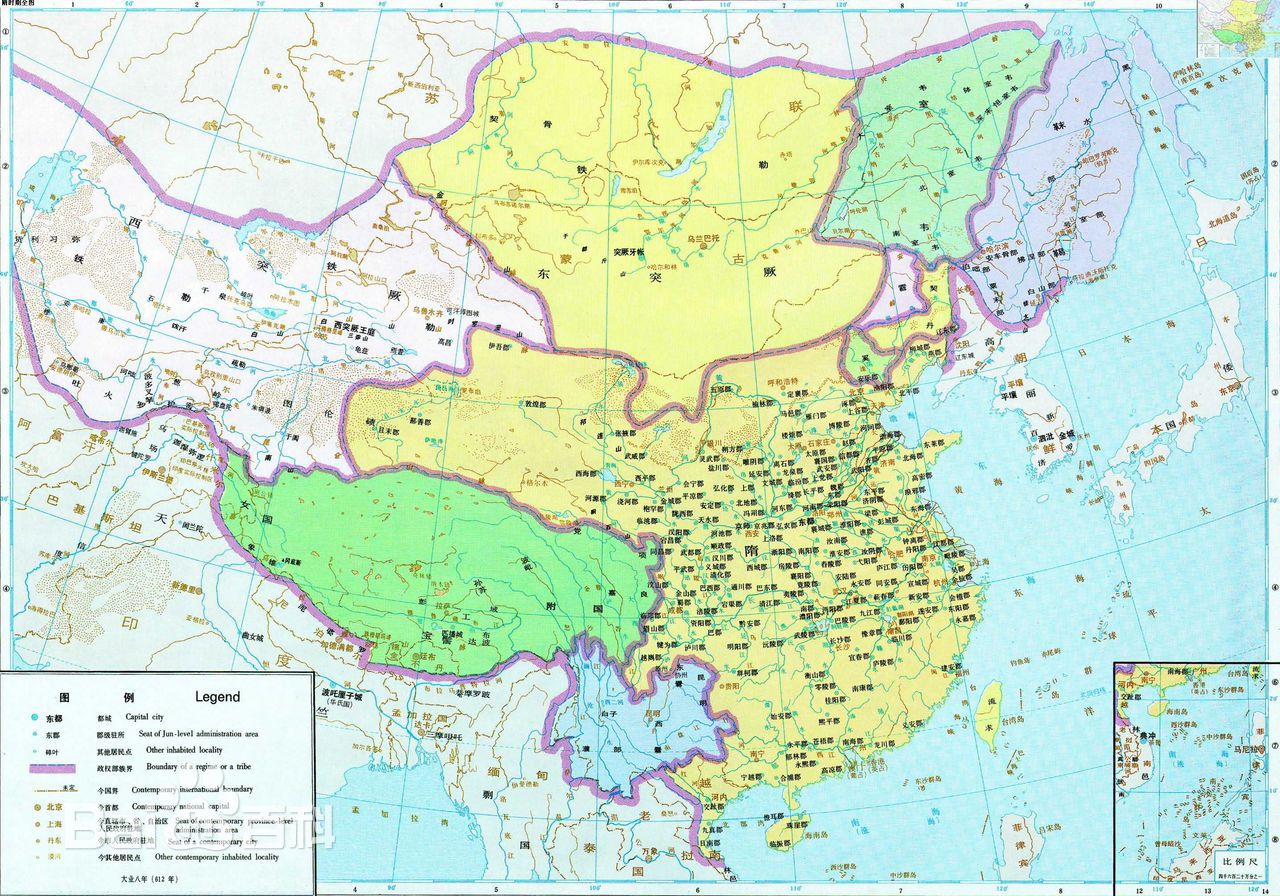 隋朝疆域图(隋炀帝时期) 隋朝疆域图(隋炀帝时期)