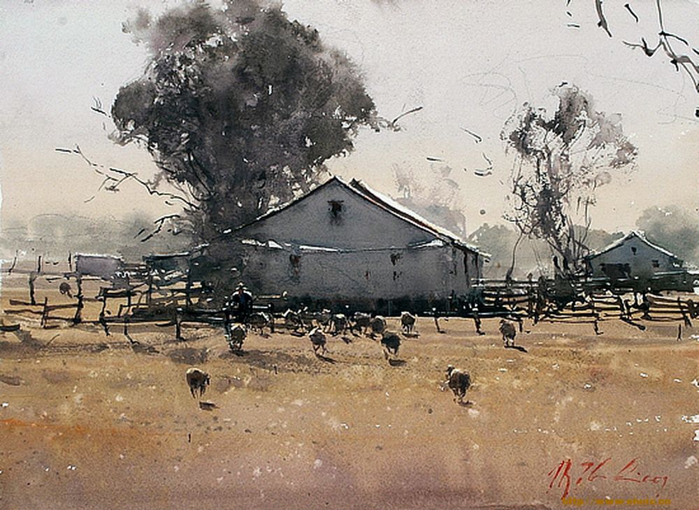 水彩画(以水为媒介调和颜料完成的绘画作品) 水彩画(以水为媒介调和颜料完成的绘画作品)