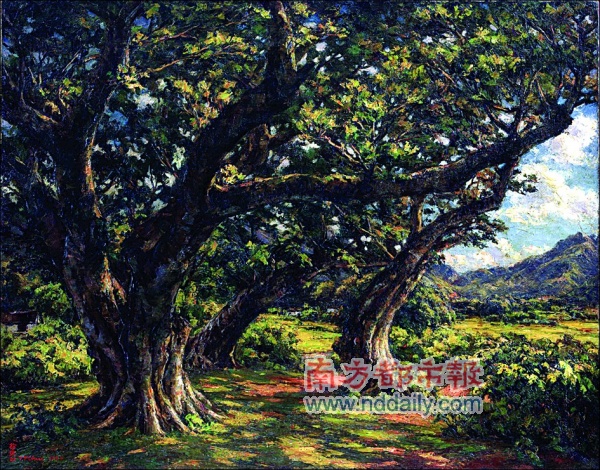 徐东白油画作品《榕荫》 徐东白油画作品《榕荫》