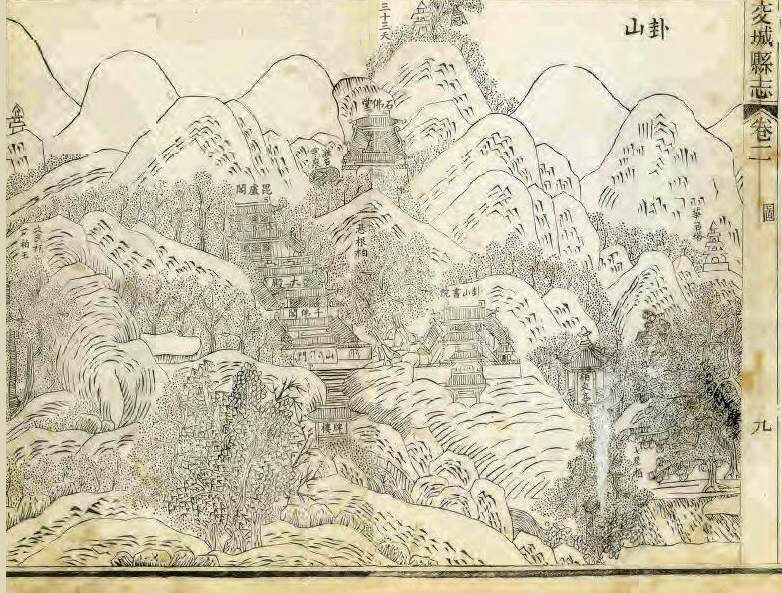 卦山古图(清光绪八年《交城县誌》) 卦山古图(清光绪八年《交城县誌》)