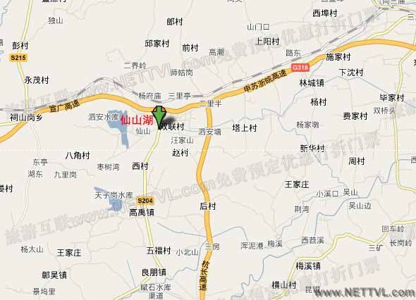 仙山湖地图 长兴仙山湖交通地图 仙山湖地图 长兴仙山湖交通地图