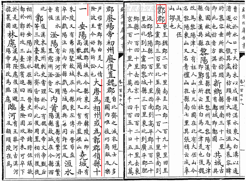 唐杜佑撰《通典》卷一百七十八州郡八·邺郡 唐杜佑撰《通典》卷一百七十八州郡八·邺郡