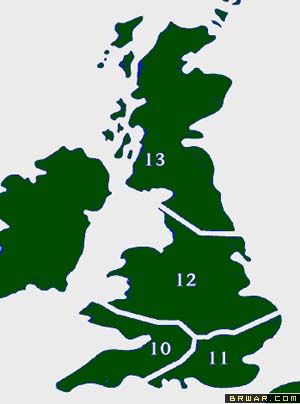 英国本土4个防空作战地域图 英国本土4个防空作战地域图