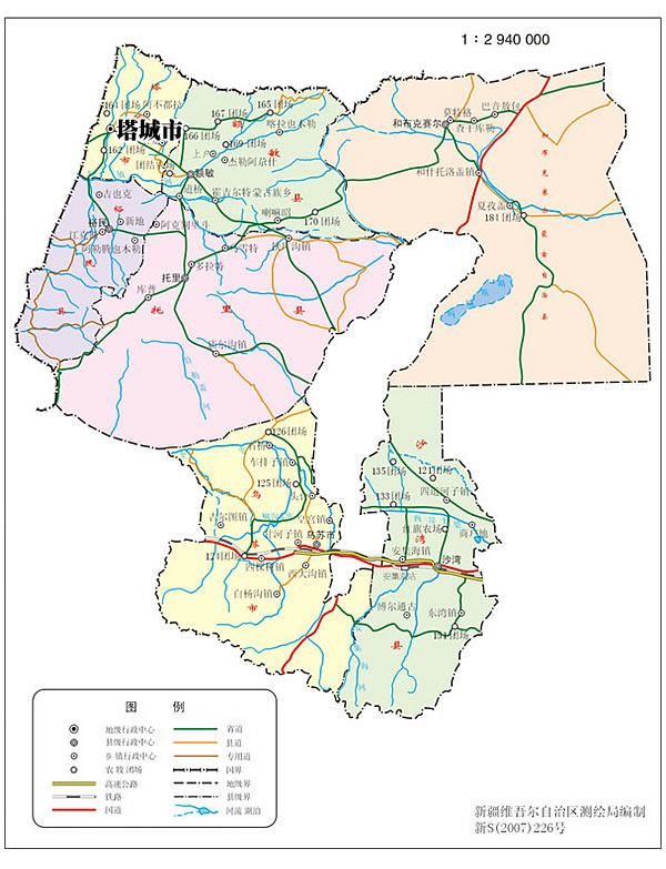 塔城地区行政区域图 塔城地区行政区域图