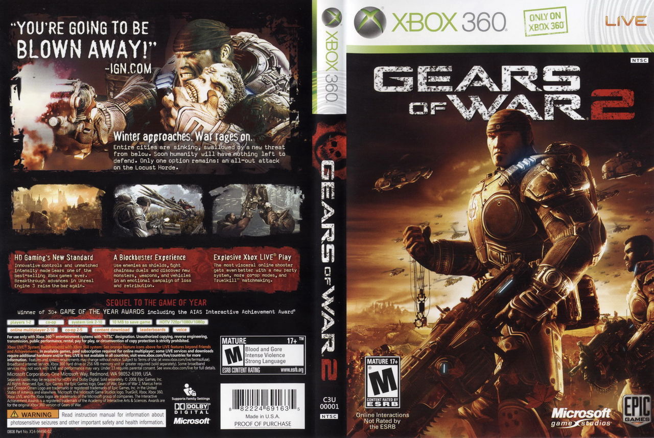 X360版《战争机器2》美版封面 X360版《战争机器2》美版封面