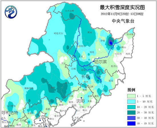 东北地区积雪深度图 东北地区积雪深度图