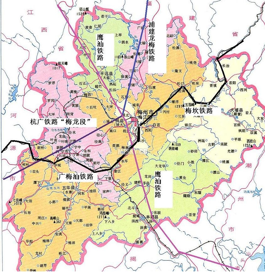 广梅汕铁路梅州地区线路交汇示意图 广梅汕铁路梅州地区线路交汇示意图