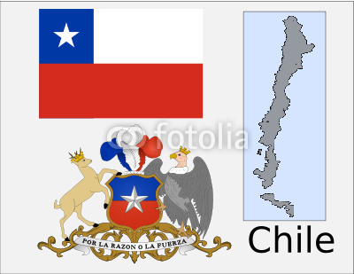 智利国旗、国徽和地图 智利国旗、国徽和地图