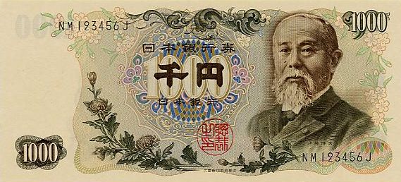 日元上的伊藤博文头像 日元上的伊藤博文头像