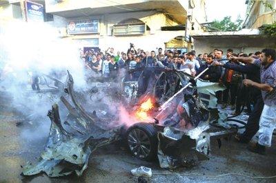 艾哈迈德·贾巴里乘坐的轿车爆炸 艾哈迈德·贾巴里乘坐的轿车爆炸