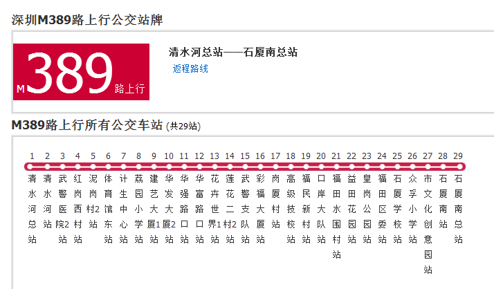 深圳公交M389路 深圳公交M389路