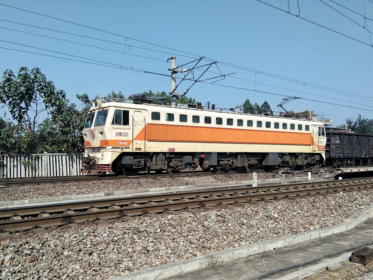 韶山7型0083号机车(韶山7C的原型车,后改为韶山7型机车涂装) 韶山7型0083号机车(韶山7C的原型车,后改为韶山7型机车涂装)