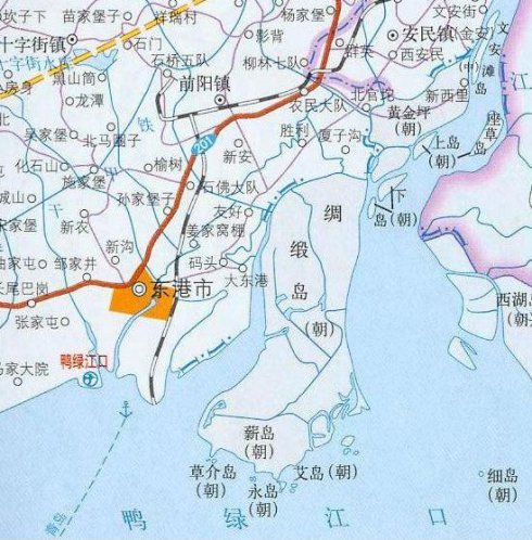 鸭绿江入海口地图 鸭绿江入海口地图
