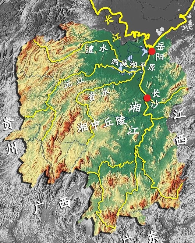 湖南省的地形水系图 湖南省的地形水系图