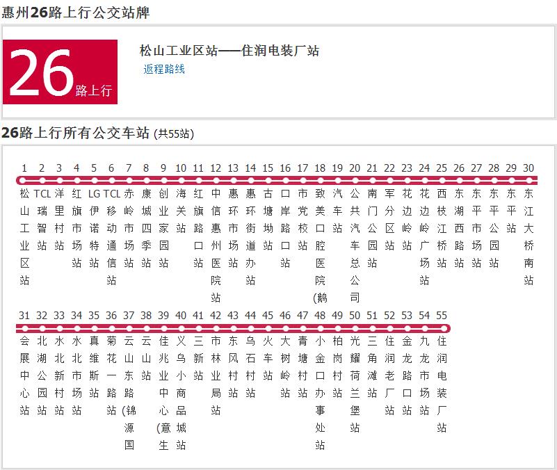 惠州公交26路 惠州公交26路