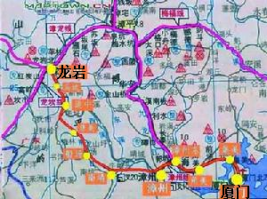 龙厦铁路线路走向图 龙厦铁路线路走向图