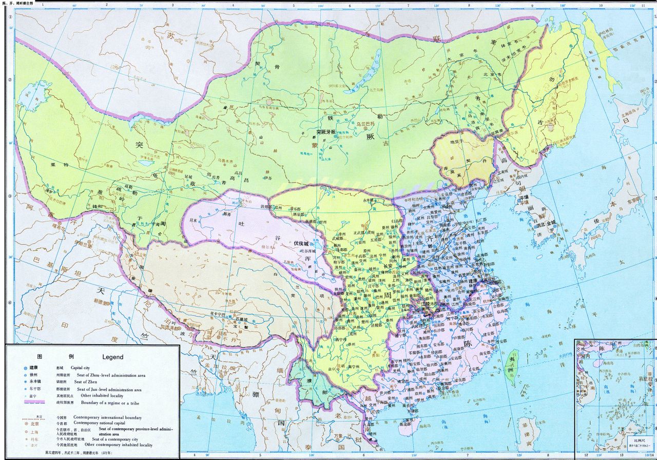 南北朝末期形势图 南北朝末期形势图