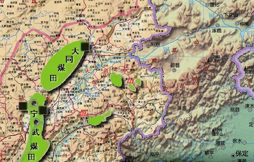 恆山地区煤产地分布 恆山地区煤产地分布