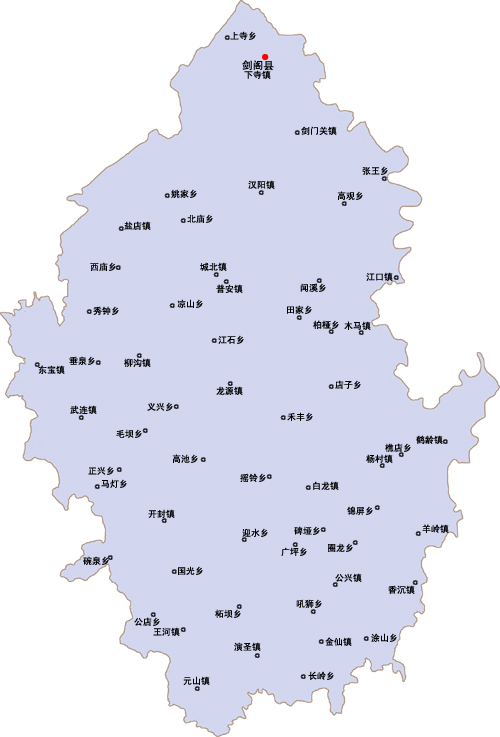 剑阁县行政区域图 剑阁县行政区域图
