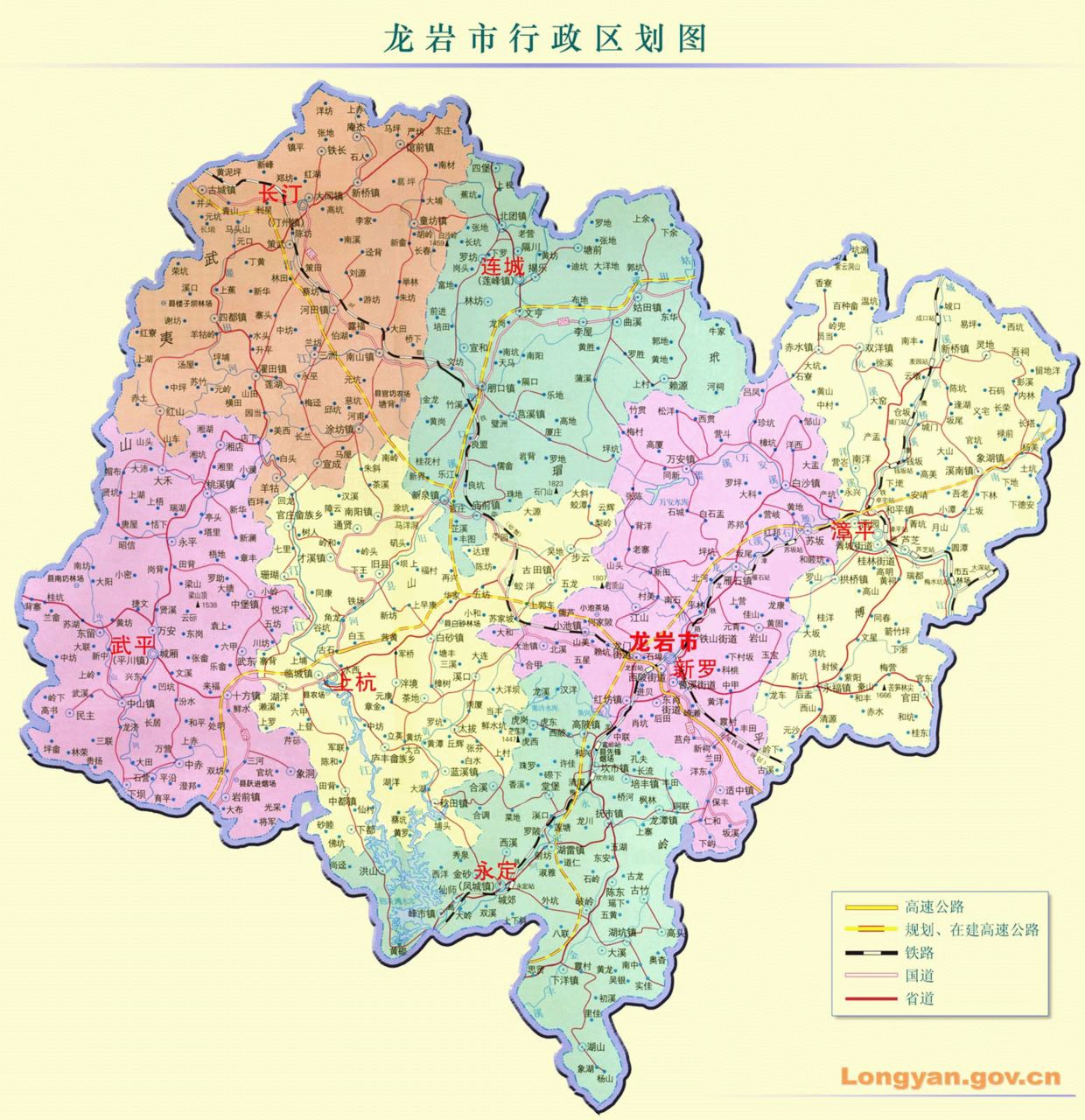龙巖市行政区划图 龙巖市行政区划图