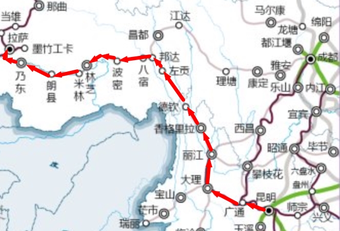 滇藏铁路线路图 滇藏铁路线路图