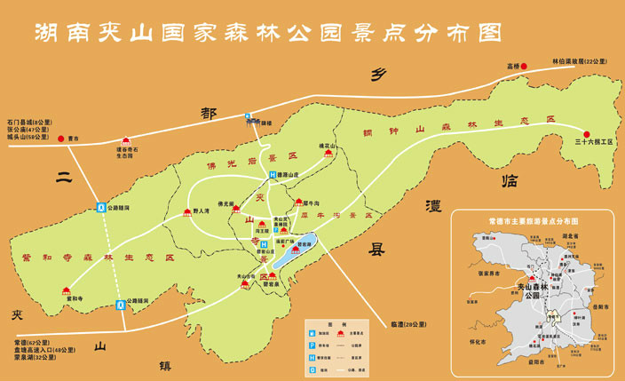 夹山景区分布图 夹山景区分布图