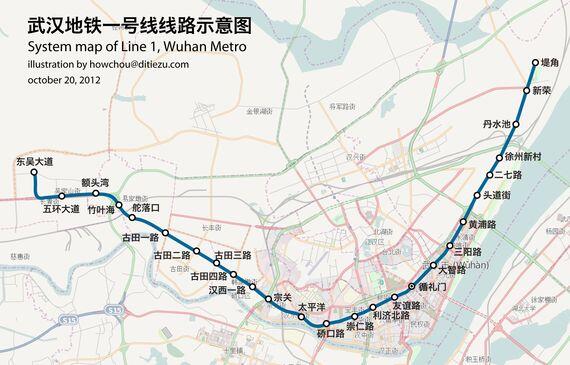 武汉捷运1号线大致走向 武汉捷运1号线大致走向