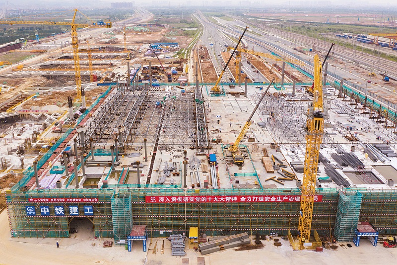珠西枢纽江门站建设中 珠西枢纽江门站建设中