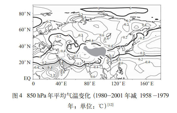 850hPa年平均气温变化 850hPa年平均气温变化