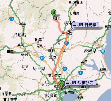 日光交通路线示意图 日光交通路线示意图