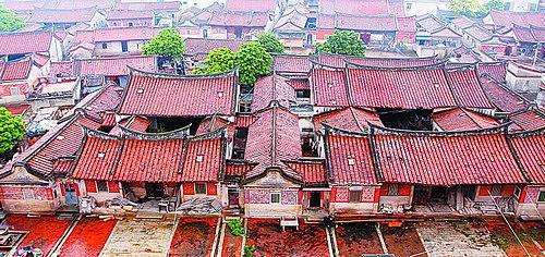 鸟瞰——闽南红砖建筑 鸟瞰——闽南红砖建筑