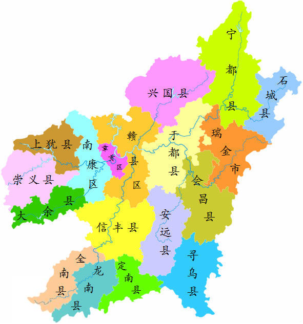 赣南行政区划图 赣南行政区划图