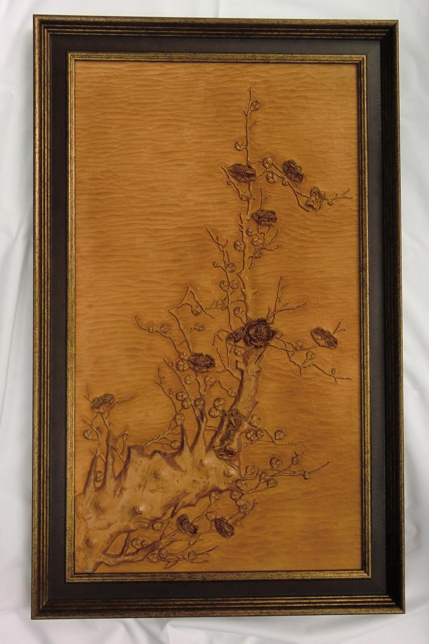 口品吕田皮雕画—半夜梅 口品吕田皮雕画—半夜梅