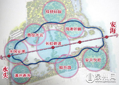 安平桥周边(五里桥生态湿地示意图) 安平桥周边(五里桥生态湿地示意图)