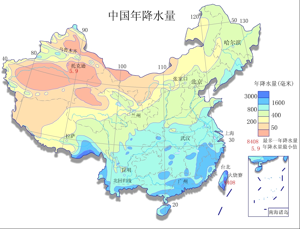 400毫米等降水量线 400毫米等降水量线