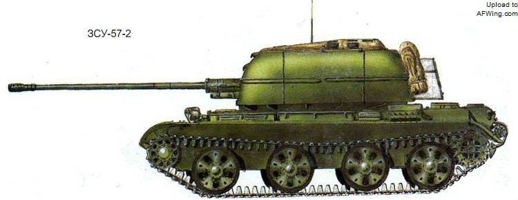 ZSU-57-2 自行高炮侧面图 ZSU-57-2 自行高炮侧面图