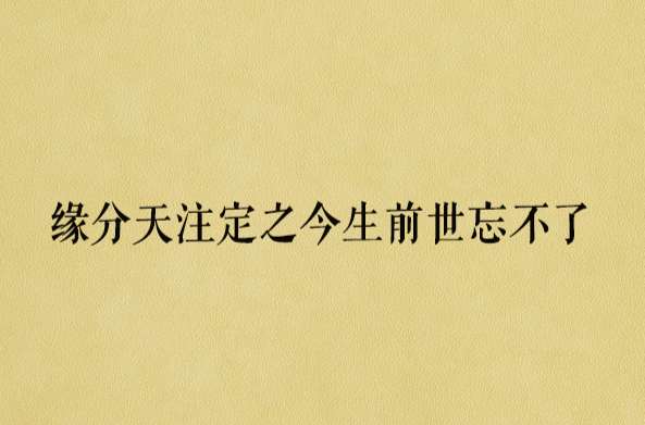 缘分天注定之今生前世忘不了 缘分天注定之今生前世忘不了